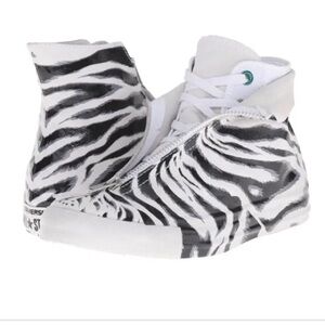 Converse CTAS Shroud Hi White & Black Zebra Shoes EU 39 US 8 zipper animal print